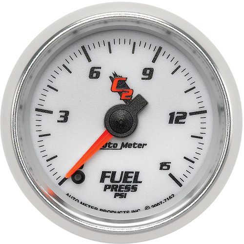Autometer Gauge, C2, Fuel Pressure, 2 1/16 in., 15psi, Digital Stepper Motor, Analog, Each