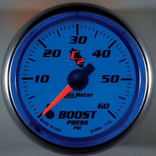 Autometer Gauge, C2, Boost, 2 1/16 in., 60psi, Digital Stepper Motor, Each