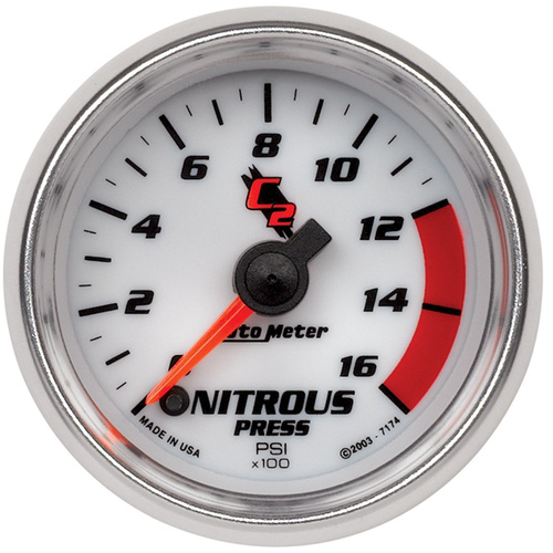 Autometer Gauge, C2, Nitrous Pressure, 2 1/16 in., 1600psi, Digital Stepper Motor, Each