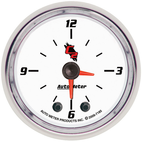 Autometer Gauge, Analog, C2, Clock, 2 1/16 in., 12hr, Each