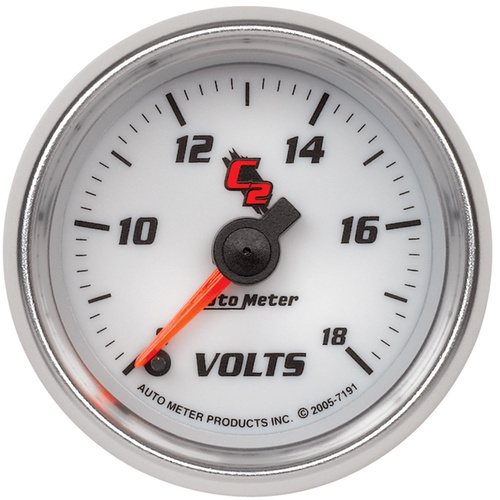 Autometer Gauge, C2, Voltmeter, 2 1/16 in., 18V, Digital Stepper Motor, Analog, Each