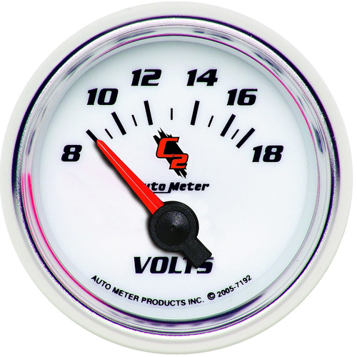 Autometer Gauge, C2, Voltmeter, 2 1/16 in, 18V, Electrical, Analog, Each