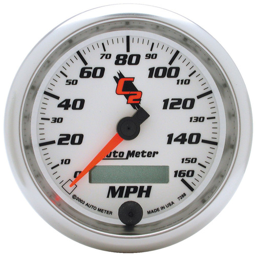 Autometer Gauge, C2, Speedometer, 3 3/8 in., 160mph, Electric Programmable, Digital, Each