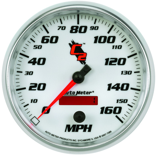 Autometer Gauge, C2, Speedometer, 5 in., 160mph, Electric Programmable, Digital, Each