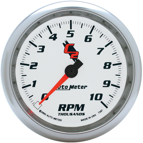 Autometer Gauge, C2, Tachometer, 3 3/8 in., 0-10K RPM, In-Dash, Analog, Each