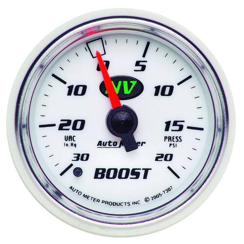 Autometer Gauge, Vac/Boost, 2 1/16", 30Inhg-20Psi, Mechanical, Nv, Nv