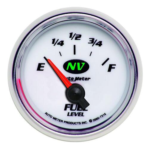 Autometer Gauge, Fuel Level, 2 1/16", 240Ωe To 33Ωf, Elec, Nv, Nv