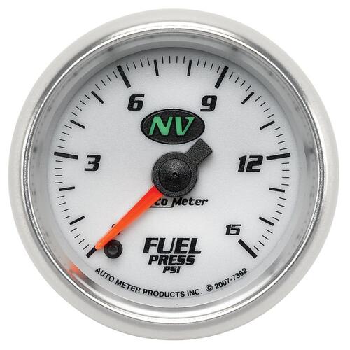 Autometer Gauge, Fuel Pressure, 2 1/16", 15Psi, Digital Stepper Motor, Nv, Nv