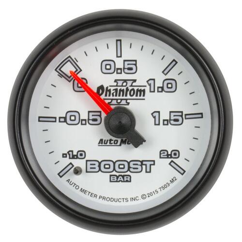 Autometer Gauge, Vac/Boost, 2 1/16", -1 - +2 Bar, Mechanical, Phantom Ii, Phantom Ii