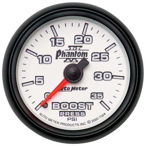 Autometer Gauge, Boost, 2 1/16", 35Psi, Mechanical, Phantom Ii, Phantom Ii