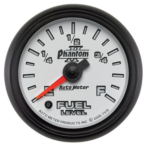 Autometer Gauge, Fuel Level, 2 1/16", 0-280Ω Programmable, Phantom Ii, Phantom Ii