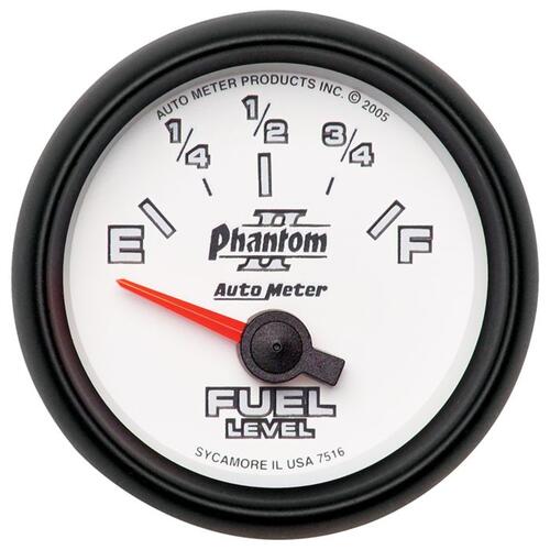 Autometer Gauge, Fuel Level, 2 1/16", 240Ωe To 33Ωf, Elec, Phantom Ii, Phantom Ii