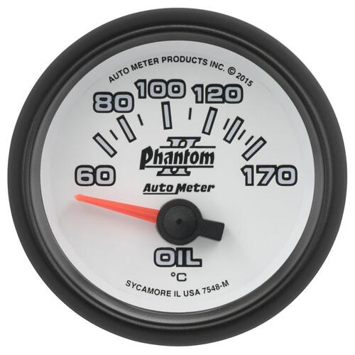 Autometer Gauge, Oil Temp, 2 1/16", 60-170ºf, Electric, Phantom Ii, Phantom Ii