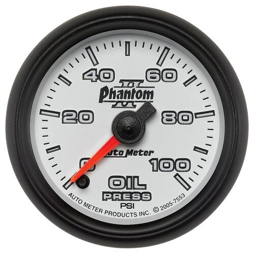 Autometer Gauge, Oil Pressure, 2 1/16", 100Psi, Digital Stepper Motor, Phantom Ii, Phantom Ii