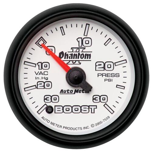 Autometer Gauge, Vac/Boost, 2 1/16", 30Inhg-30Psi, Digital Stepper Motor, Phantom Ii, Phantom Ii
