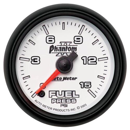 Autometer Gauge, Fuel Pressure, 2 1/16", 15Psi, Digital Stepper Motor, Phantom Ii, Phantom Ii