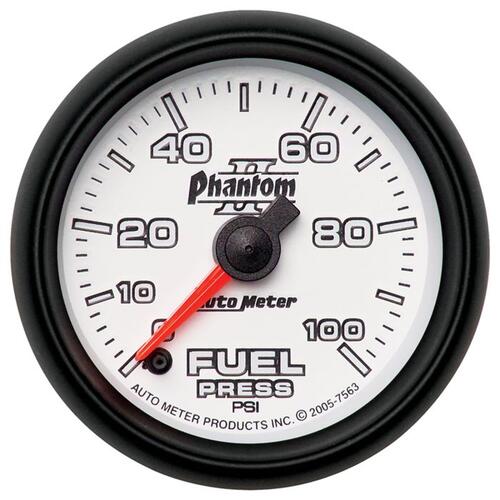 Autometer Gauge, Fuel Pressure, 2 1/16", 100Psi, Digital Stepper Motor, Phantom Ii, Phantom Ii
