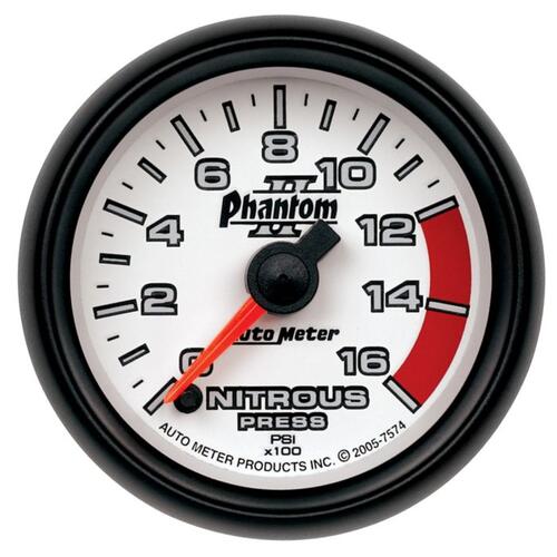 Autometer Gauge, Nitrous Pressure, 2 1/16", 1600Psi, Digital Stepper Motor, Phantom Ii, Phantom Ii