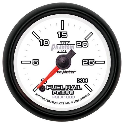 Autometer Gauge, Rail Pressure (Ram 5.9L), 2 1/16", 30Kpsi, Digital Stpr Mtr, Phantom Ii, Phantom Ii