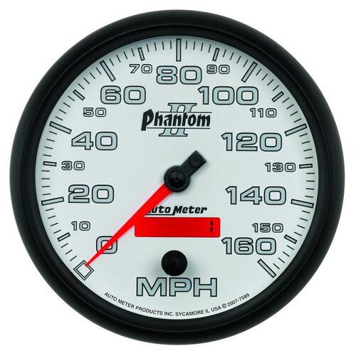 Autometer Gauge, Speedometer, 5", 160Mph, Elec. Programmable, Phantom Ii, Phantom Ii