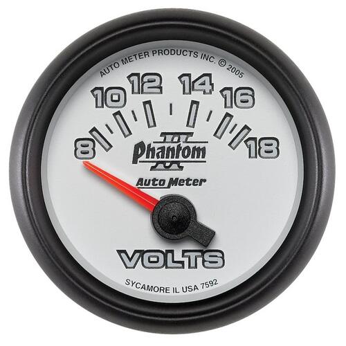 Autometer Gauge, Voltmeter, 2 1/16", 18V, Electric, Phantom Ii, Phantom Ii