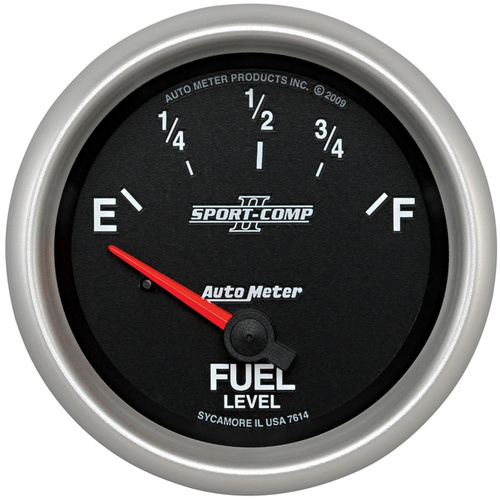 Autometer Gauge, Sport-Comp II, Fuel Level, 2 5/8 in., 0-90 Ohms, Electrical, Analog, Each