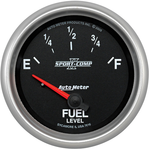 Autometer Gauge, Sport-Comp II, Fuel Level, 2 5/8 in., 73-10 Ohms, Electrical, Each