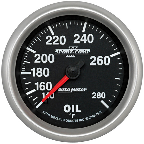 Autometer Gauge, Sport-Comp II, Oil Temperature, 2 5/8 in., 140-280 Degrees F, Mechanical, Each