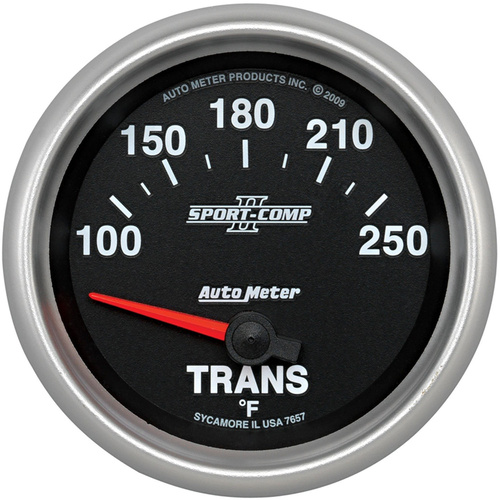 Autometer Gauge, Sport-Comp II, Transmission Temperature, 2 5/8 in, 100-250 Degrees F, Electrical, Analog, Each