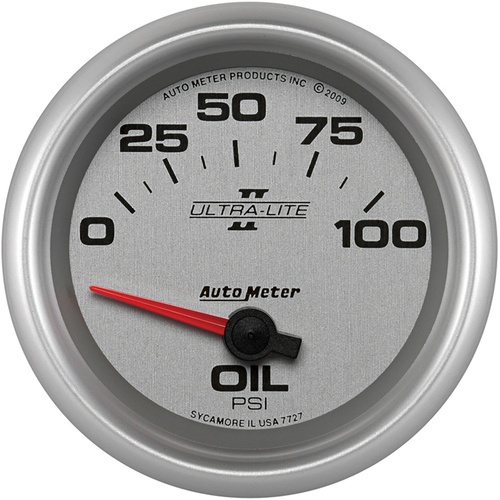 Autometer Gauge, Ultra-Lite II, Oil Pressure, 2 5/8 in., 100psi, Electrical, Analog, Each