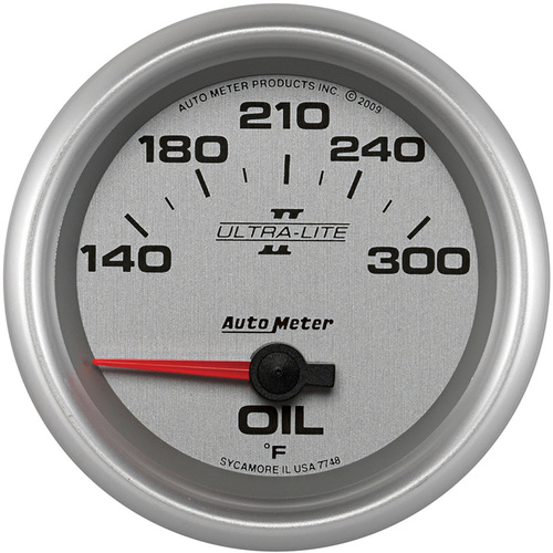 Autometer Gauge, Ultra-Lite II, Oil Temperature, 2 5/8 in., 140-300 Degrees F, Electrical, Analog, Each