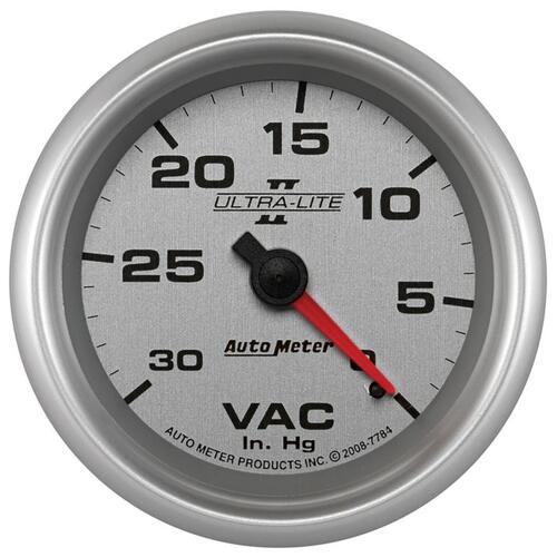 Autometer Gauge, Vacuum, 2 5/8", 30Inhg, Mechanical, Ultra-Lite Ii, Ultra-Lite Ii