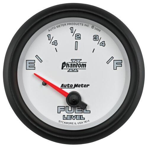 Autometer Gauge, Fuel Level, 2 5/8", 0Ωe To 90Ωf, Elec, Phantom Ii, Phantom Ii