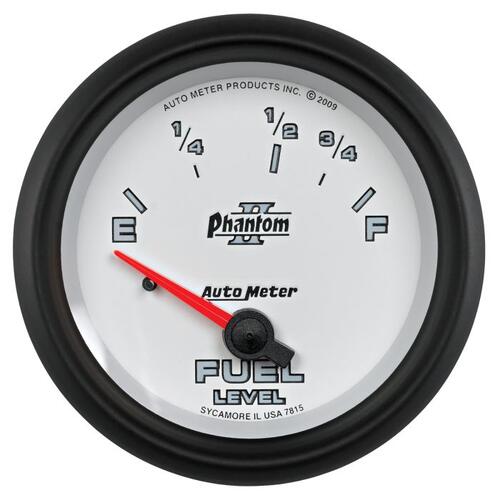 Autometer Gauge, Fuel Level, 2 5/8", 73Ωe To 10Ωf, Elec, Phantom Ii, Phantom Ii