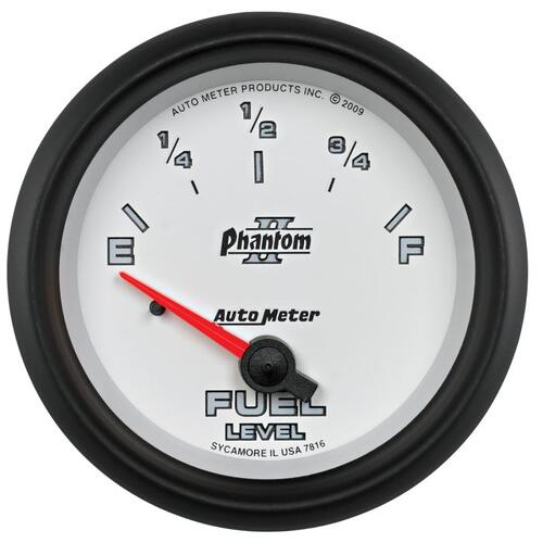 Autometer Gauge, Fuel Level, 2 5/8", 240Ωe To 33Ωf, Elec, Phantom Ii, Phantom Ii
