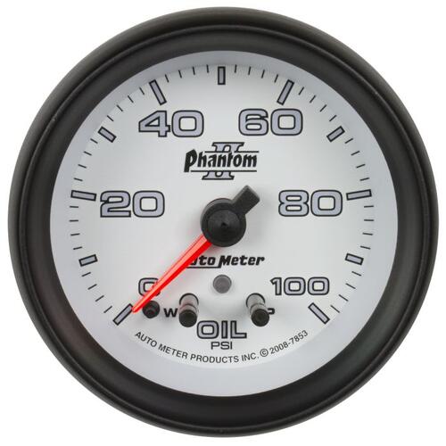 Autometer Gauge, Oil Press, 2 5/8", 100Psi, Stepper Motor W/ Peak & Warn, Phantom Ii, Phantom Ii