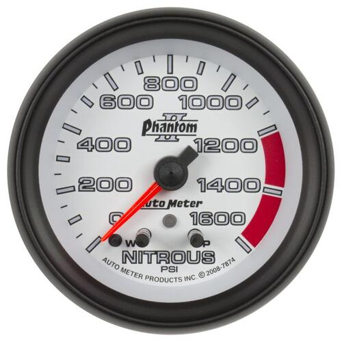Autometer Gauge, Nitrous Press, 2 5/8", 1600Psi, Stepper Motor W/ Peak & Warn, Phantom Ii, Phantom I
