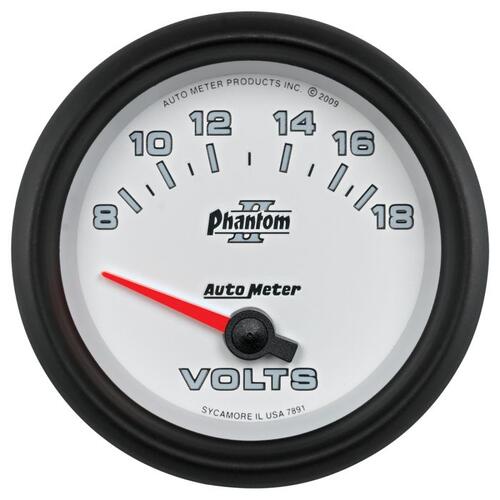 Autometer Gauge, Voltmeter, 2 5/8", 18V, Electric, Phantom Ii, Phantom Ii