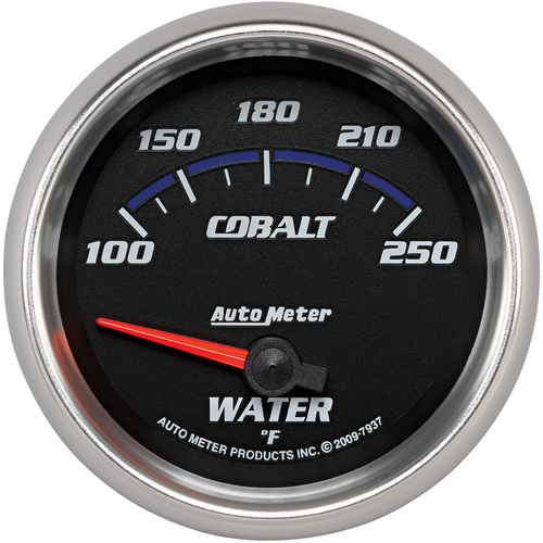 Autometer Gauge, Cobalt, Water Temperature, 2 5/8 in., 100-250 Degrees F, Electrical, Analog, Each