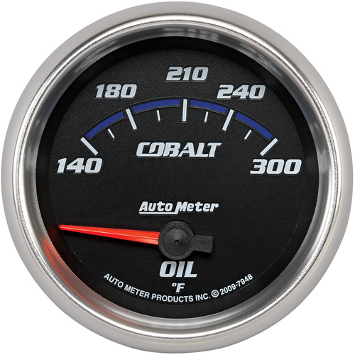 Autometer Gauge, Cobalt, Oil Temperature, 2 5/8 in., 140-300 Degrees F, Electrical, Each