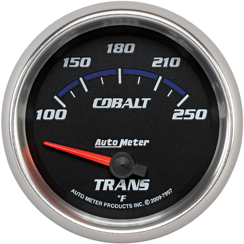 Autometer Gauge, Cobalt, Transmission Temperature, 2 5/8 in, 100-250 Degrees F, Electrical, Analog, Each