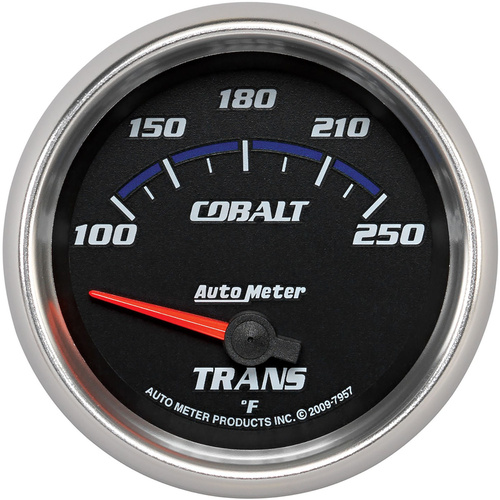 Autometer Gauge, Cobalt, Transmission Temperature, 2 5/8 in, 100-250 Degrees F, Electrical, Analog, Each
