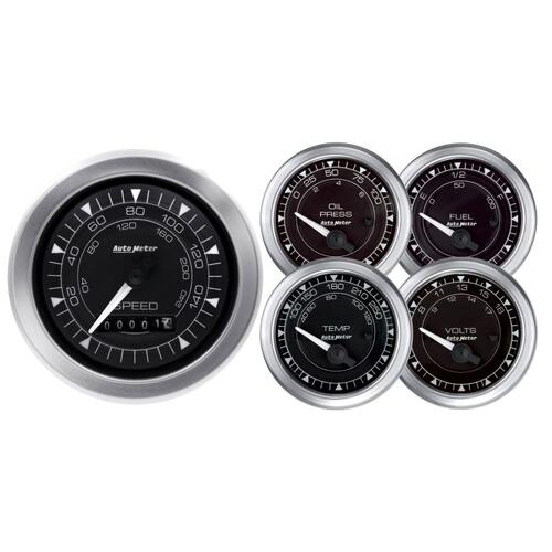 Autometer Gauge Kit, 5 Pc., 3 3/8" & 2 1/16", Elec. Speedometer, Chrono, Chrono