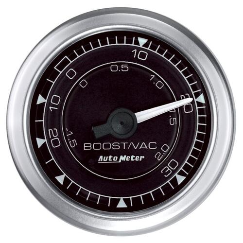 Autometer Gauge, Vac/Boost, 2 1/16", 30Inhg-30Psi, Mechanical,  Chrono, Chrono
