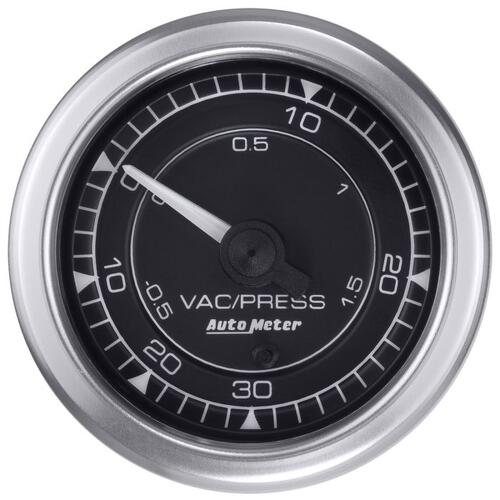 Autometer Gauge, Vac/Boost, 2 1/16", 30Inhg-30Psi, Digital Stepper Motor, Chrono, Chrono