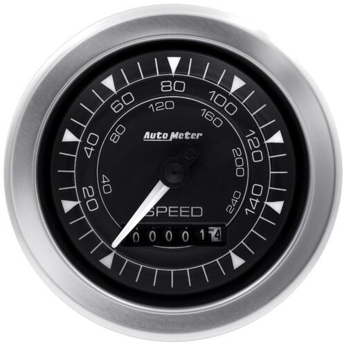 Autometer Gauge, Speedometer, 3 3/8", 160Mph, Elec. Programmable, Chrono, Chrono