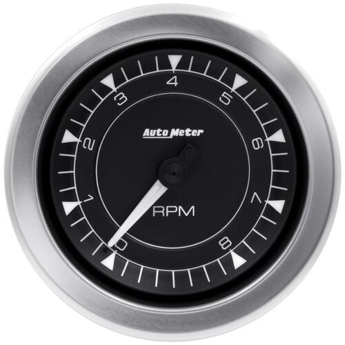 Autometer Gauge, Tachometer, 3 3/8", 8K Rpm, In-Dash, Chrono, Chrono