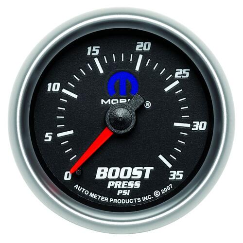 Autometer Gauge, Boost, 2 1/16", 35Psi, Mechanical, Black, Mopar, Mopar