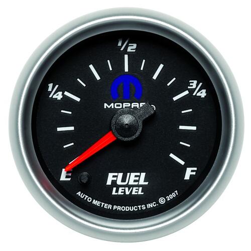Autometer Gauge, Fuel Level, 2 1/16", 0-280Ω Programmable, Black, Mopar, Mopar