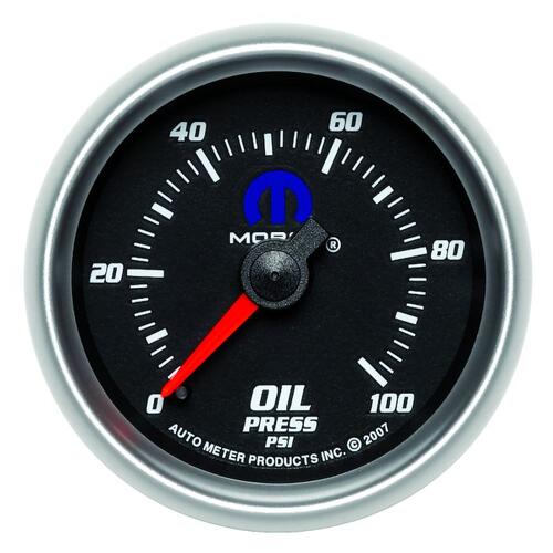 Autometer Gauge, Oil Pressure, 2 1/16", 100Psi, Mechanical, Black, Mopar, Mopar